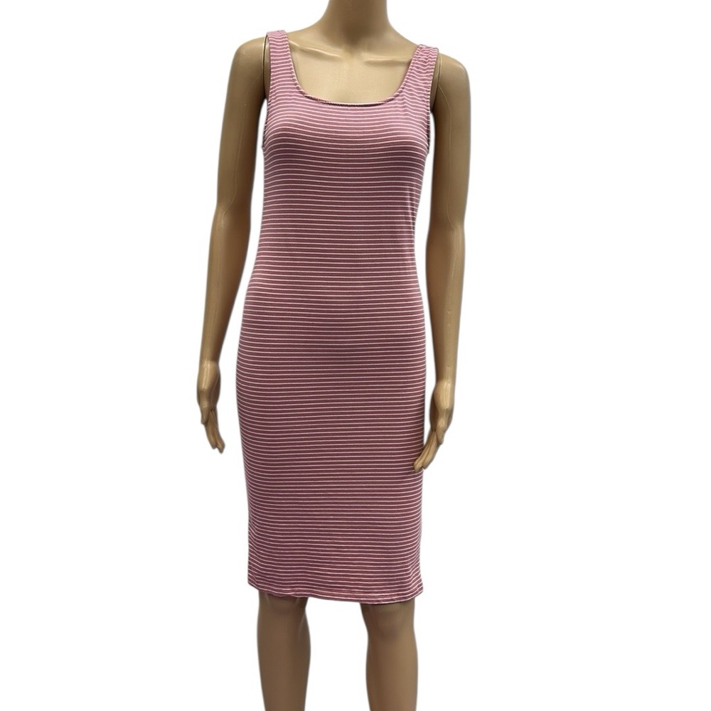 Hearts and Hips Pink White Striped Sleeveless Midi Tank Dress Juniors Large